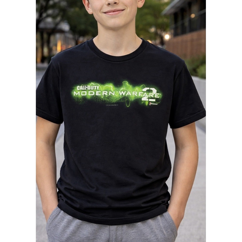 Call of Duty Modern Warfare 2 Shirt Youth Medium Black Tee Gaming MW2 2011